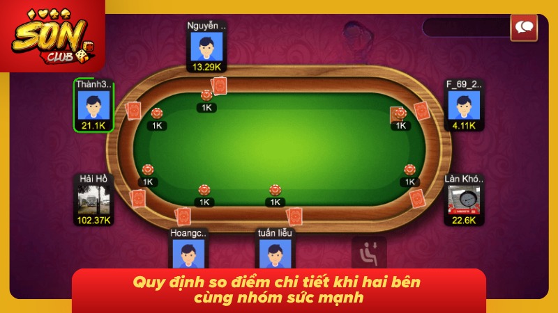 Hệ thống thống kê điểm sức mạnh của từng lá bài 