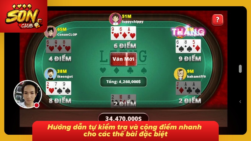 Giao diện trận bài đặc biệt không cần tính điểm 